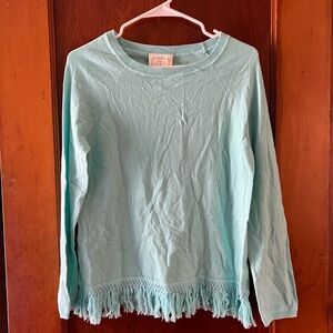 Sail to Sable Blue new with tags Fringed Long Sleeve Top